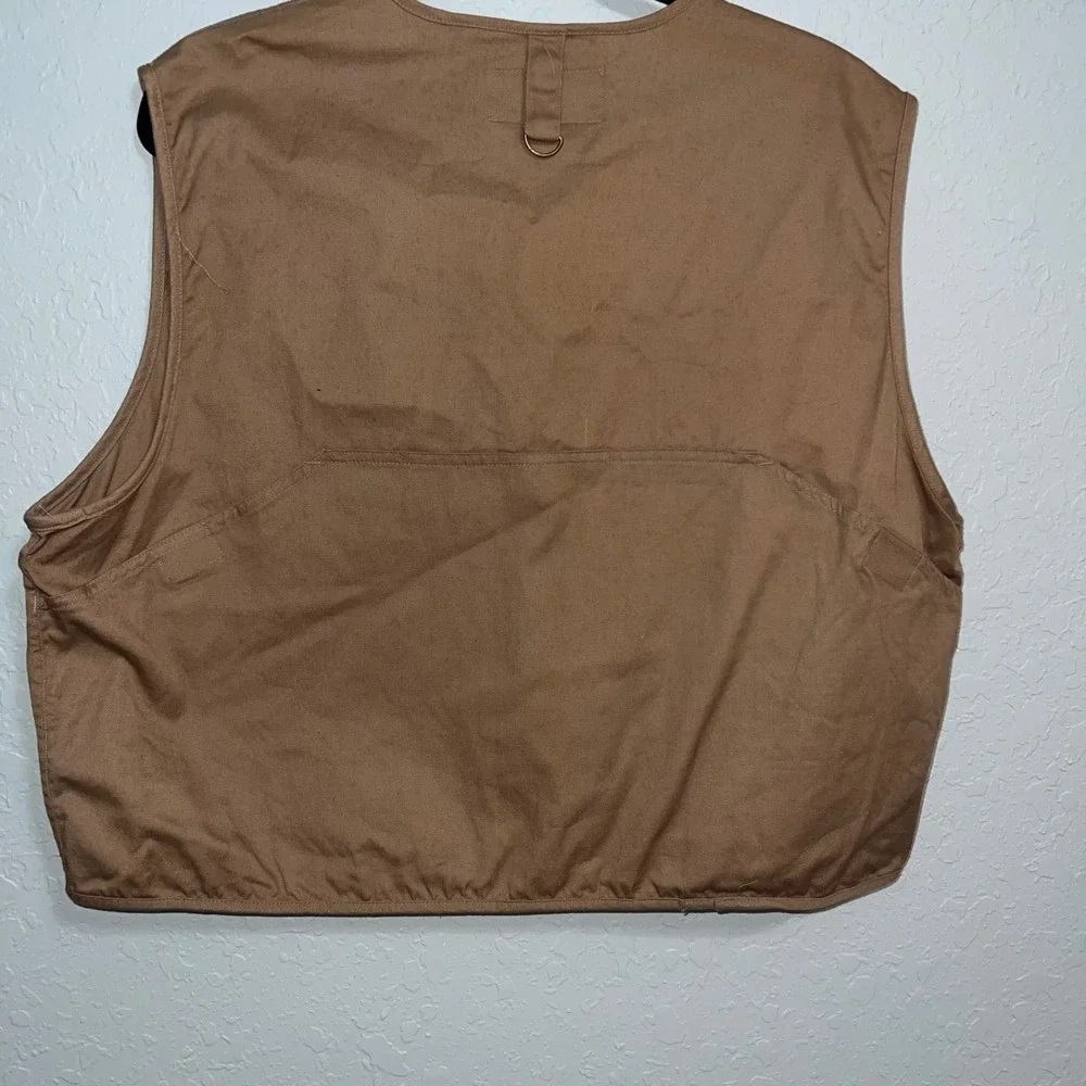 Vintage L.L. Bean Fishing Vest Mens XL Khaki Canvas Multi-Pocket Utility Brown
